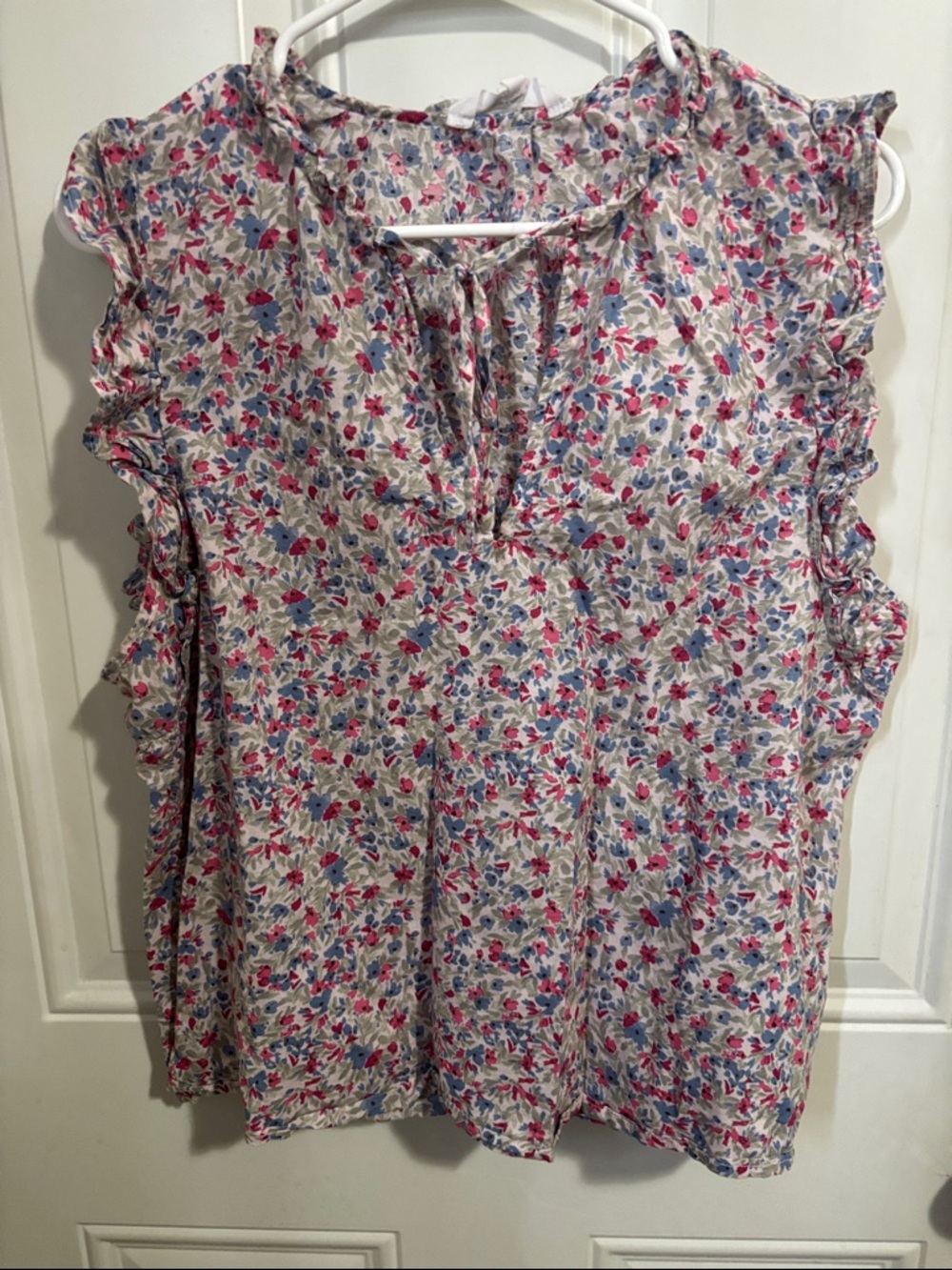 BB Dakota Floral Ruffle Sleeve Top - Pink & Blue